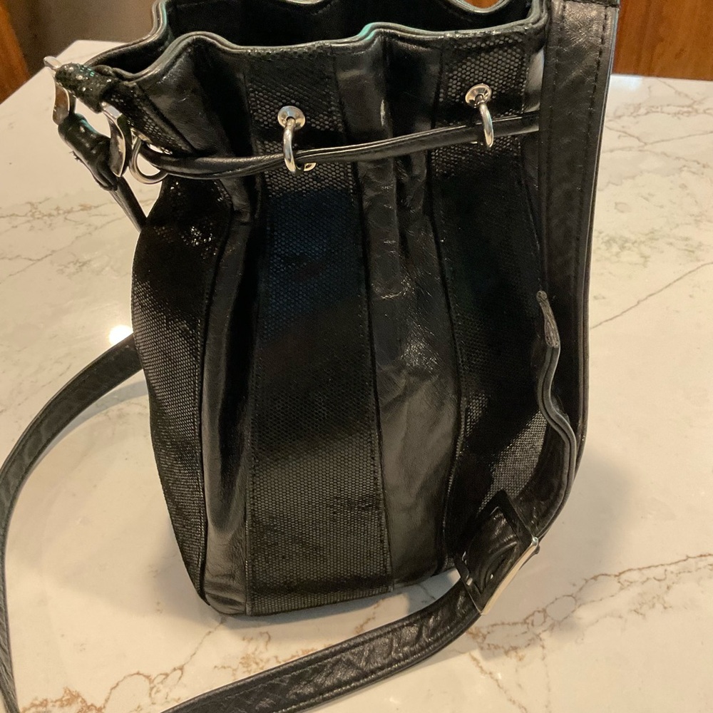 Mazzantia Elegant Leather Black Bucket Bag Italy - Picture 4 of 5